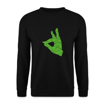 Schweigefuchs im grünem Design - Unisex Pullover - Schwarz - Vorne - Alina (178cm) & Michal (187cm)