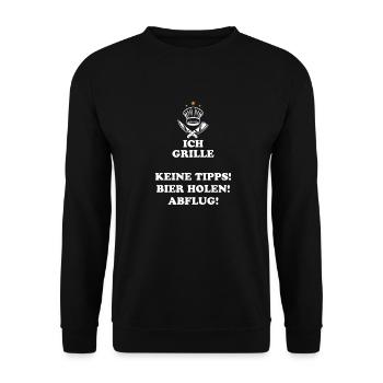 Ich grille keine Tipps Bier holen Lustig Geschenk - Unisex Pullover - Schwarz - Vorne - Alina (178cm) & Michal (187cm)