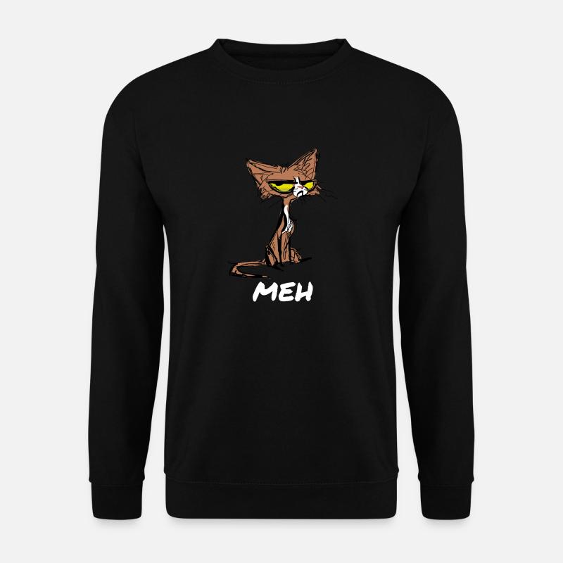 Funny Meh cat for cat lovers - Unisex Sweatshirt - black