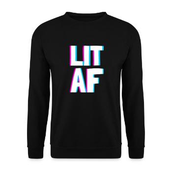 Lit AF Shirt - Skateboard Surf Slogan - Unisex Pullover - Schwarz - Vorne - Alina (178cm) & Michal (187cm)