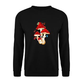 champignon papillon - Sweat-shirt Unisexe - noir - Devant - Alina (178cm) & Michal (187cm)