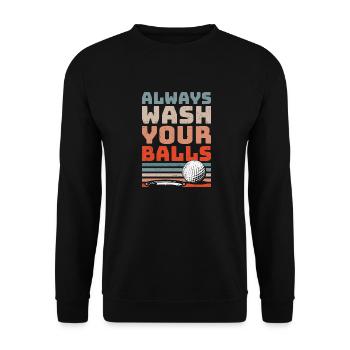 Lavez toujours vos balles Funny Golf - Sweat-shirt Unisexe - noir - Devant - Alina (178cm) & Michal (187cm)