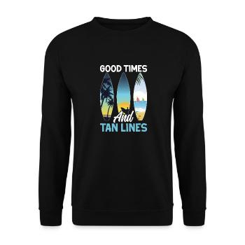 Bräunungsstreifen Dunkel coole shirts ch / at - Unisex Pullover - Schwarz - Vorne - Alina (178cm) & Michal (187cm)
