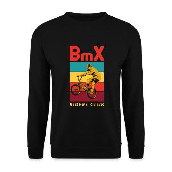 BMX Riders Club Geschenk Fahrrad Papa Sohn - Unisex Pullover - Schwarz - Vorne - Alina (178cm) & Michal (187cm)