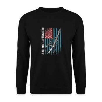 Plus de basses - pas d’aigus - contrebasse avec drapeau - Sweat-shirt Unisexe - noir - Devant - Alina (178cm) & Michal (187cm)