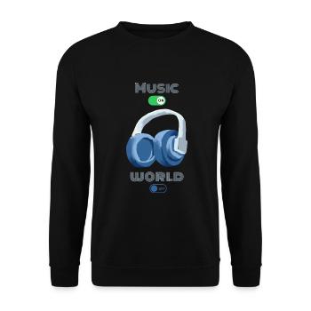 Music on World off Cooles Design - Unisex Pullover - Schwarz - Vorne - Alina (178cm) & Michal (187cm)