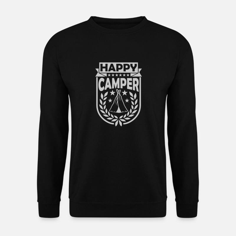 Zelt Happy Camper Logo - Unisex Pullover - Schwarz
