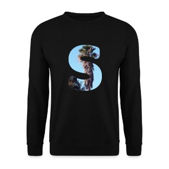 Sommer Buchstabe S Schriftzug Sommerferien Sonne - Unisex Pullover - Schwarz - Vorne - Alina (178cm) & Michal (187cm)