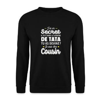 jai un secret / je vais être cousin / futur cousin - Sweat-shirt Unisexe - noir - Devant - Alina (178cm) & Michal (187cm)