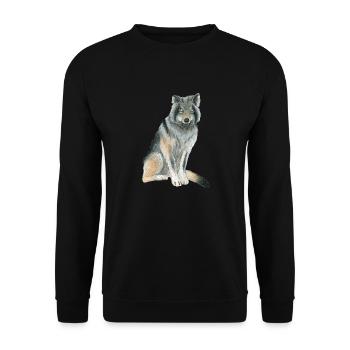 Wolf - Unisex Pullover - Schwarz - Vorne - Alina (178cm) & Michal (187cm)