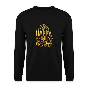 Alles Gute zum 16. Geburtstag 16-jährige Geschenkideen (Gold) - Unisex Pullover - Schwarz - Vorne - Alina (178cm) & Michal (187cm)