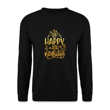 Alles Gute zum 4. Geburtstag 4-jährige Geschenkideen (Gold) - Unisex Pullover - Schwarz - Vorne - Alina (178cm) & Michal (187cm)