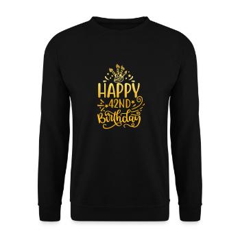 Tillykke med 42-års fødselsdagen 42 år gamle gaveideer (guld) - Unisex sweater - sort - Foran - Alina (178cm) & Michal (187cm)