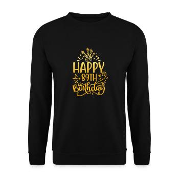 Happy 89th Birthday 89 Year Old Gift (Gold) - Unisex Sweatshirt - black - Front - Alina (178cm) & Michal (187cm)