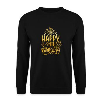 Happy 94th Birthday 94 Year Old Gift (Gold) - Unisex Sweatshirt - black - Front - Alina (178cm) & Michal (187cm)