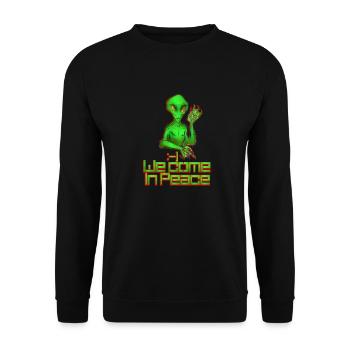 we come in peace - Unisex Pullover - Schwarz - Vorne - Alina (178cm) & Michal (187cm)