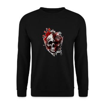 Splash mehrfarbiger Schädel. Pokerface - Unisex Pullover - Schwarz - Vorne - Alina (178cm) & Michal (187cm)