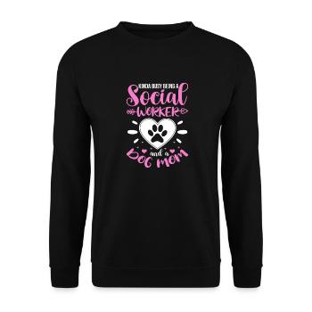 Kinda Busy Being a Social Worker and Dog Mom - Unisex Sweatshirt - black - Front - Alina (178cm) & Michal (187cm)
