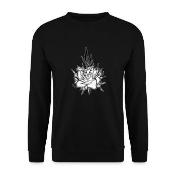 Blume // Kerze // Illustration - Unisex Pullover - Schwarz - Vorne - Alina (178cm) & Michal (187cm)