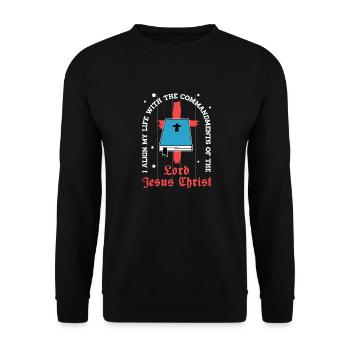 Jesus Christ Commandments Bible Study Quotes - Unisex Sweatshirt - black - Front - Alina (178cm) & Michal (187cm)
