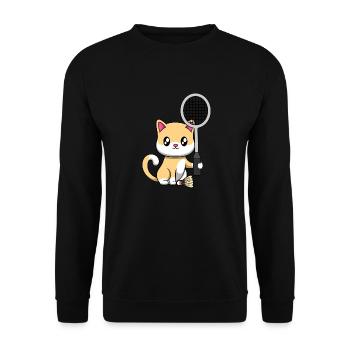 Joueur de badminton Cute Cat Hobby Sports - Sweat-shirt Unisexe - noir - Devant - Alina (178cm) & Michal (187cm)