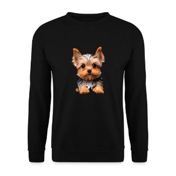 Chien propriétaire du chien Yorkshire Terrier chiot - Sweat-shirt Unisexe - noir - Devant - Alina (178cm) & Michal (187cm)