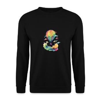 Mehrfarbiger Heißluftballon - Unisex Pullover - Schwarz - Vorne - Alina (178cm) & Michal (187cm)
