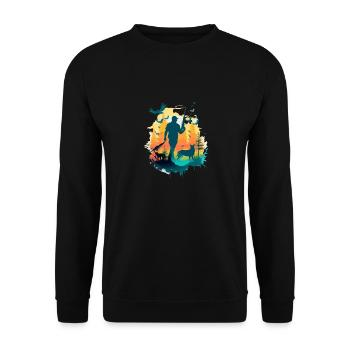 Marcus der Jäger - Unisex Pullover - Schwarz - Vorne - Alina (178cm) & Michal (187cm)