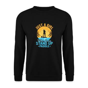 Just A Girl Who Loves Stand Up Paddle Stand Up Pad - Unisex Pullover - Schwarz - Vorne - Alina (178cm) & Michal (187cm)