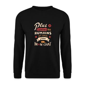 J aime mon chat - Sweat-shirt Unisexe - noir - Devant - Alina (178cm) & Michal (187cm)