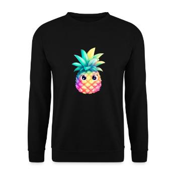 Mignon ananas coloré Fruit d’été cadeau de vacances - Sweat-shirt Unisexe - noir - Devant - Alina (178cm) & Michal (187cm)