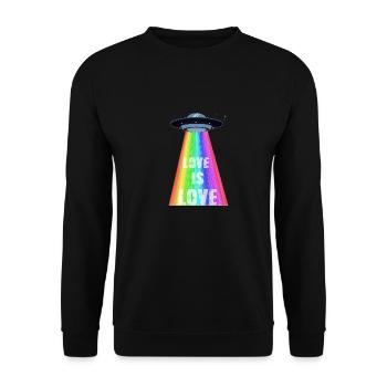ufo,weltall,LGBT,Regenbogen,All - Unisex Pullover - Schwarz - Vorne - Alina (178cm) & Michal (187cm)