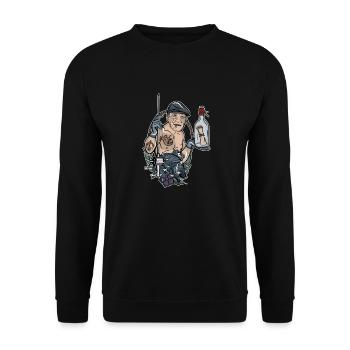 Angler // Oldschool // Illustration - Sweat-shirt Unisexe - noir - Devant - Alina (178cm) & Michal (187cm)