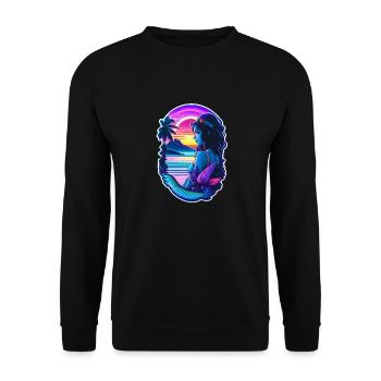 surf - manga - hawaii - Sweat-shirt Unisexe - noir - Devant - Alina (178cm) & Michal (187cm)