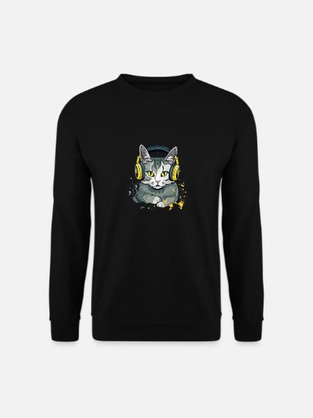 Jili le chat audiophile - Sweat-shirt Unisexe - noir