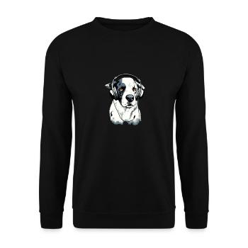 Rexo, der audiophile Hund - Unisex Pullover - Schwarz - Vorne - Alina (178cm) & Michal (187cm)