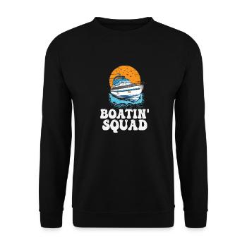 Motorboating Crew Pontoon Boatin Squad Lake Life - Unisex Pullover - Schwarz - Vorne - Alina (178cm) & Michal (187cm)