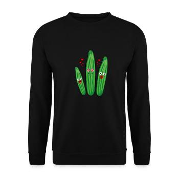gurken trio,gurken,gurke,salatgurke,Herzen,liebe - Unisex Pullover - Schwarz - Vorne - Alina (178cm) & Michal (187cm)