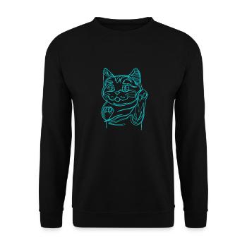 Glückskatzen-Talisman - Unisex Pullover - Schwarz - Vorne - Alina (178cm) & Michal (187cm)