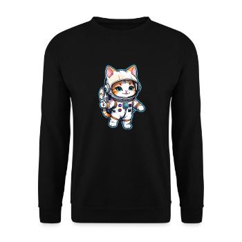 Astronaut Cat - Space - Unisex Sweatshirt - black - Front - Alina (178cm) & Michal (187cm)