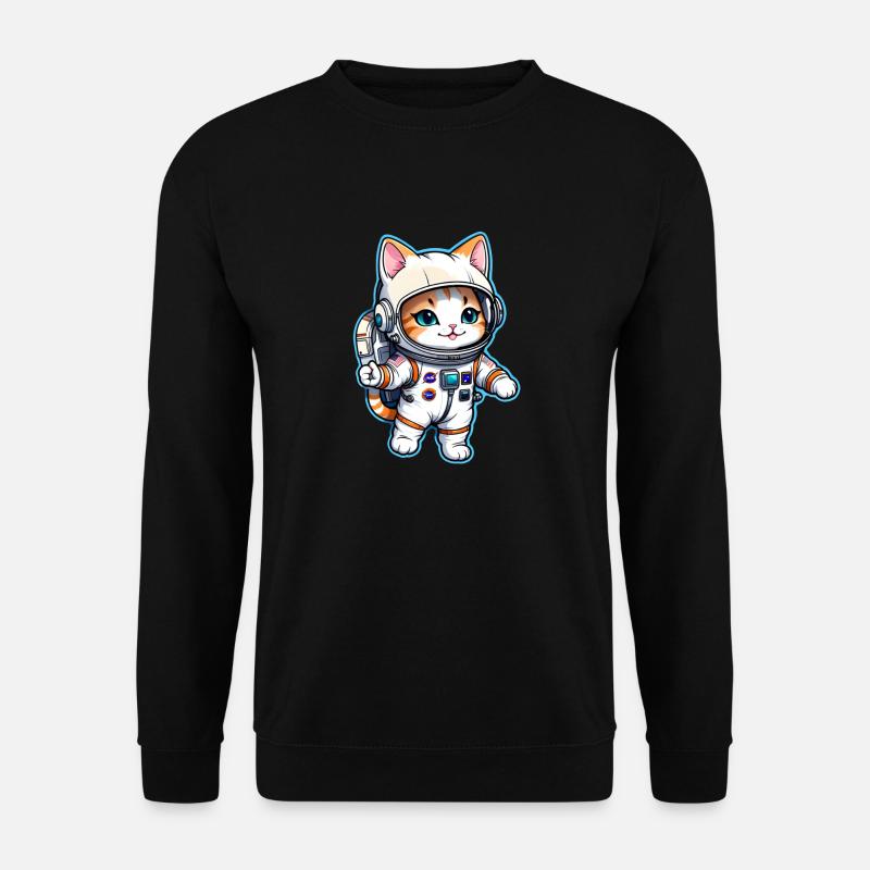 Astronaut Katze - Weltraum - Unisex Pullover - Schwarz