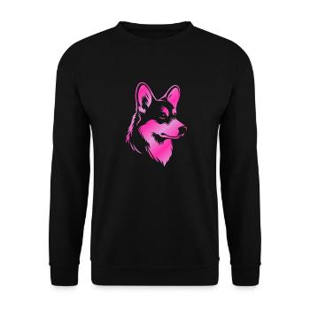 Corgi dessin tête de chien rose - Sweat-shirt Unisexe - noir - Devant - Alina (178cm) & Michal (187cm)