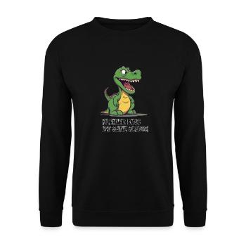 Kleiner Dino für große Kinder - Unisex Pullover - Schwarz - Vorne - Alina (178cm) & Michal (187cm)