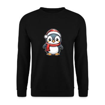 Penguin Christmas Hat - Unisex Sweatshirt - black - Front - Alina (178cm) & Michal (187cm)