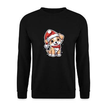 Dog with Christmas Hat - Unisex Sweatshirt - black - Front - Alina (178cm) & Michal (187cm)