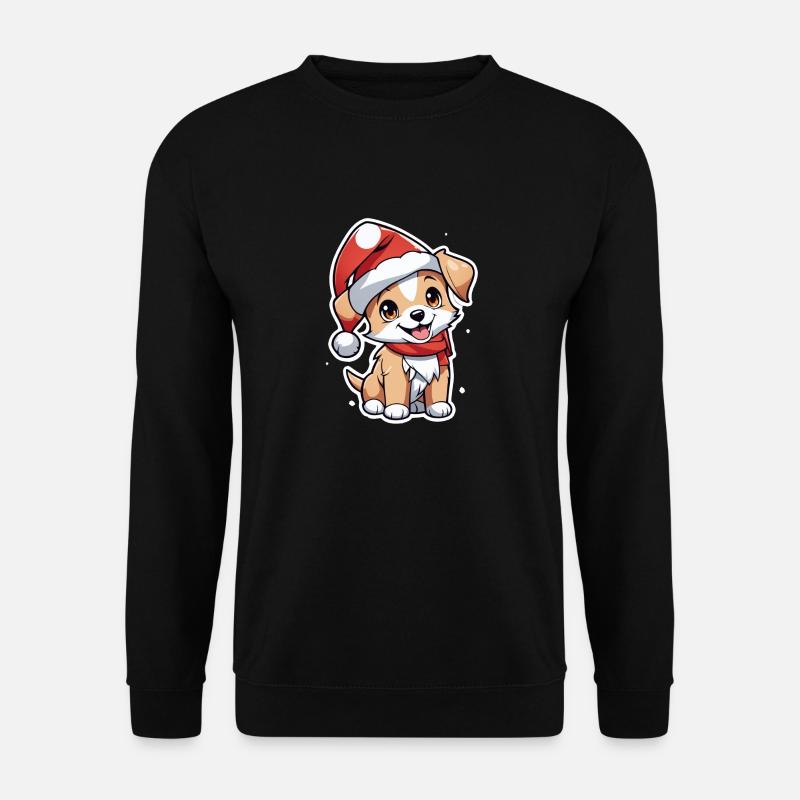 Dog with Christmas Hat - Unisex Sweatshirt - black