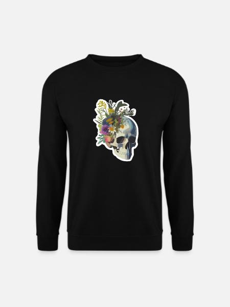 Human Skull & Flowers 9 - Unisex Sweatshirt - black