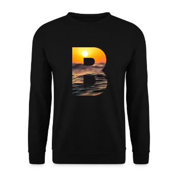 B - Unisex Pullover - Schwarz - Vorne - Alina (178cm) & Michal (187cm)