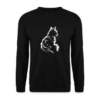 Cat, Cat Motif - Unisex Sweatshirt - black - Front - Alina (178cm) & Michal (187cm)