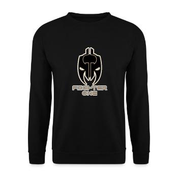 Maske des Kriegers - Unisex Pullover - Schwarz - Vorne - Alina (178cm) & Michal (187cm)